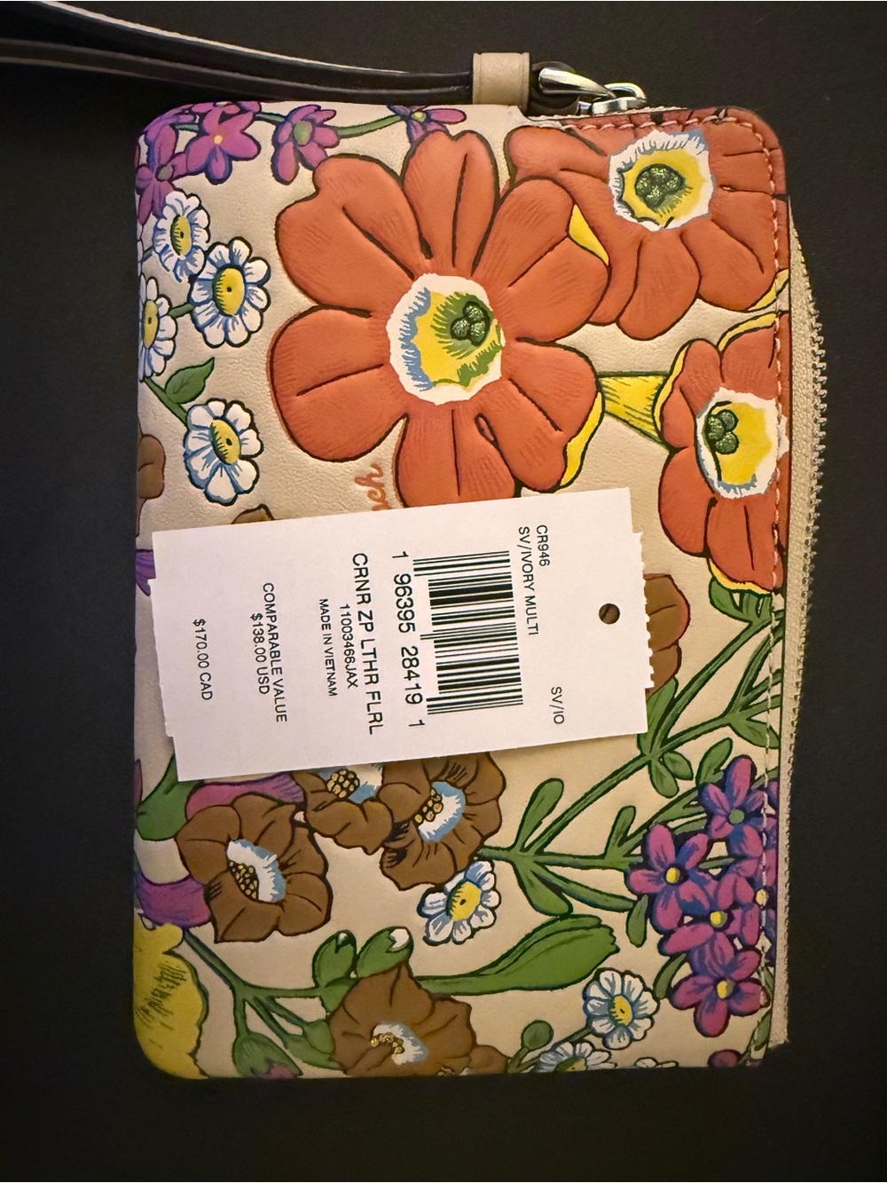 Coach Floral Wristlet Clutch in Cream, Orange, Pink and Yellow - Picture 2 of 4